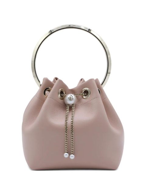 Jimmy Choo Bon Bon ring-handle pearl-charm bucket bag - Pink - zdjęcie produktu nr 1