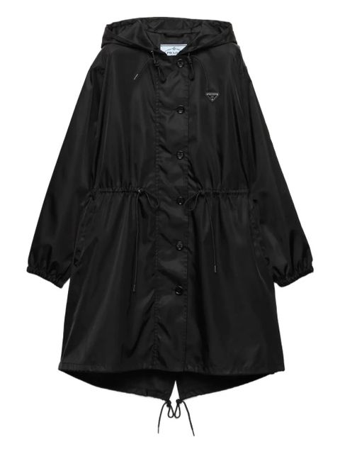 Prada logo-plaque hooded parka - Black - zdjęcie produktu nr 1