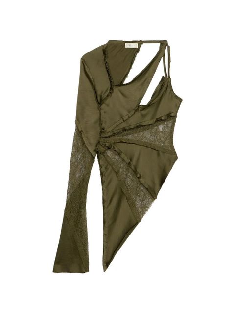 Blumarine lace-trim asymmetric top - Green - zdjęcie produktu nr 1