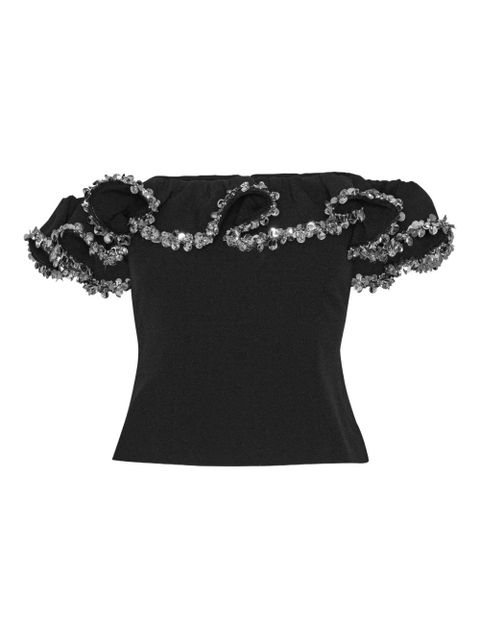 ROTATE BIRGER CHRISTENSEN crepe ruffle top - Black - zdjęcie produktu nr 1