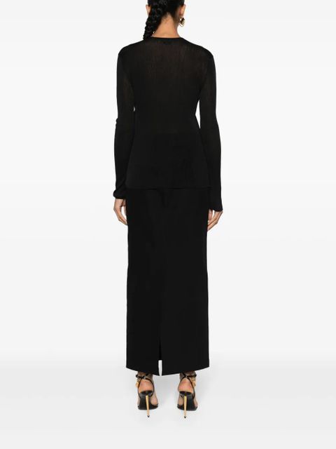 TOM FORD sheer fine-ribbed top - Black