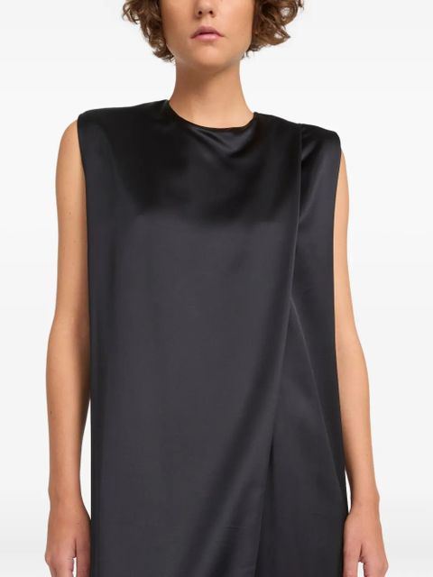 Yves Salomon heavy wool satin maxi dress - Black