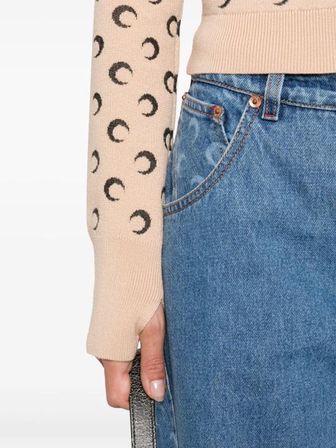 Marine Serre Crescent-Moon-jacquard jumper - Neutrals