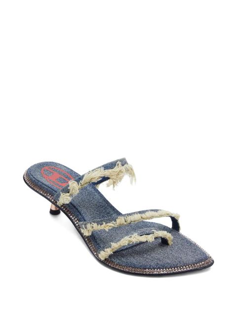 Diesel 45mm D-Havanna frayed denim crystal-embellished sandals - Blue - zdjęcie produktu nr 2