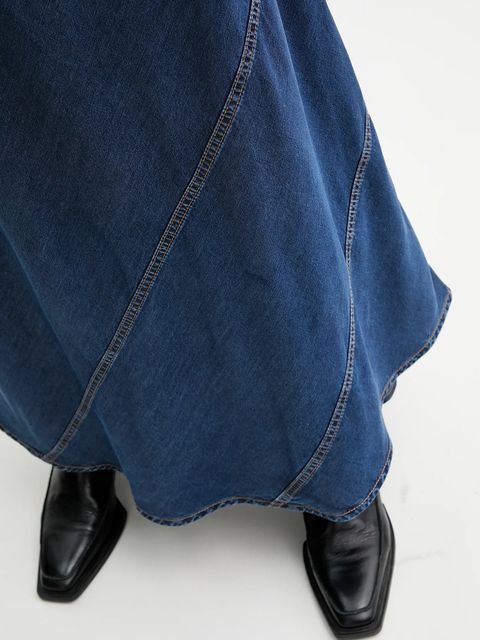 MUNTHE spódnica jeansowa PARSON kolor niebieski maxi rozkloszowana 252122225207