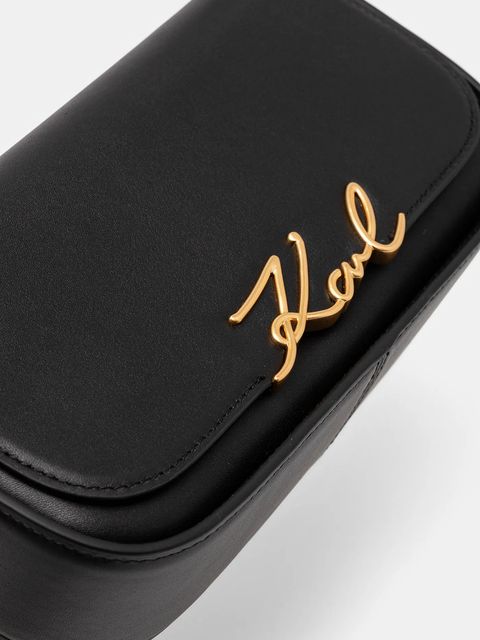 Karl Lagerfeld torebka skórzana K/SIGNATURE kolor czarny A1W30039