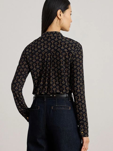 Lauren Ralph Lauren koszula damska kolor granatowy regular z kołnierzykiem klasycznym 200P03717 - zdjęcie produktu nr 2