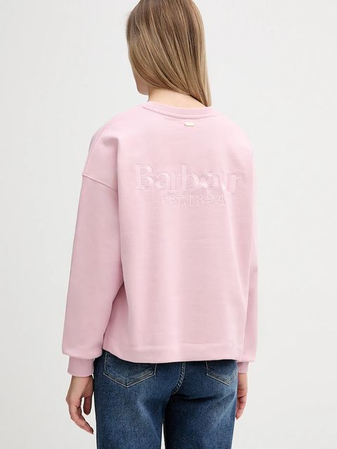 Barbour bluza bawełniana Rosie damska kolor różowy z aplikacją LOL0666
