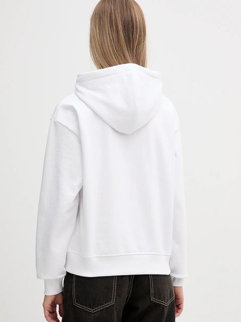 Calvin Klein Jeans bluza damska kolor biały z kapturem gładka LV047E221G