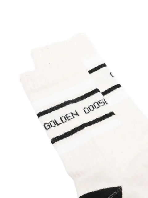 Golden Goose striped intarsia-logo socks - Neutrals - zdjęcie produktu nr 2