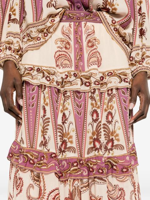FARM Rio paisley tiered maxi skirt - Purple