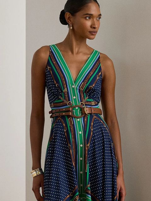 Lauren Ralph Lauren sukienka kolor niebieski maxi rozkloszowana 200P08108 - zdjęcie produktu nr 2