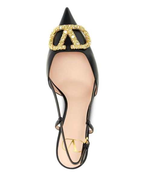 Valentino Garavani 80mm VLogo Signature slingback pumps - Black