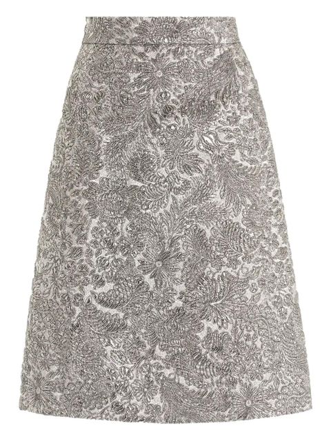 Dolce & Gabbana floral-jacquard lamé skirt - Silver - zdjęcie produktu nr 1