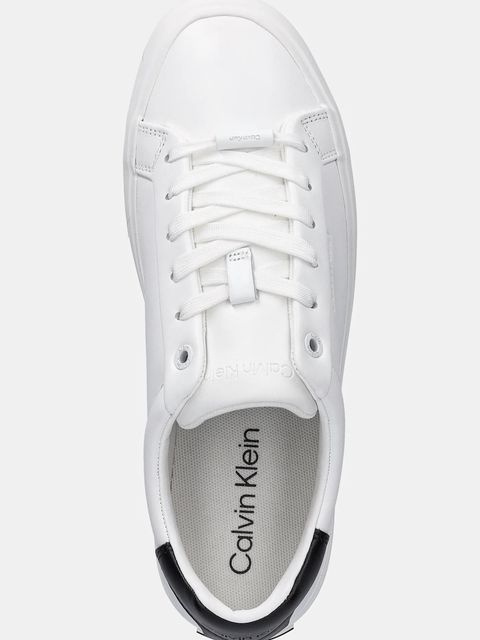 Calvin Klein sneakersy skórzane LACE-UP SNEAKER LTH CK damskie kolor biały HW0HW02673