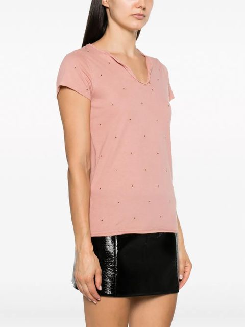 Zadig&Voltaire rhinestone-embellished Henley-neck T-shirt - Pink