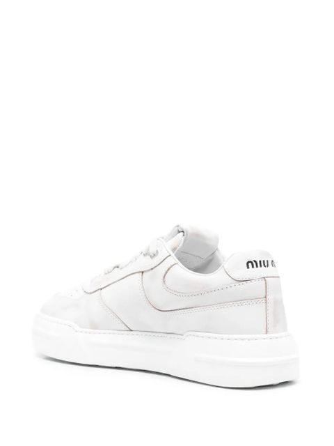 Miu Miu bleached leather sneakers - White