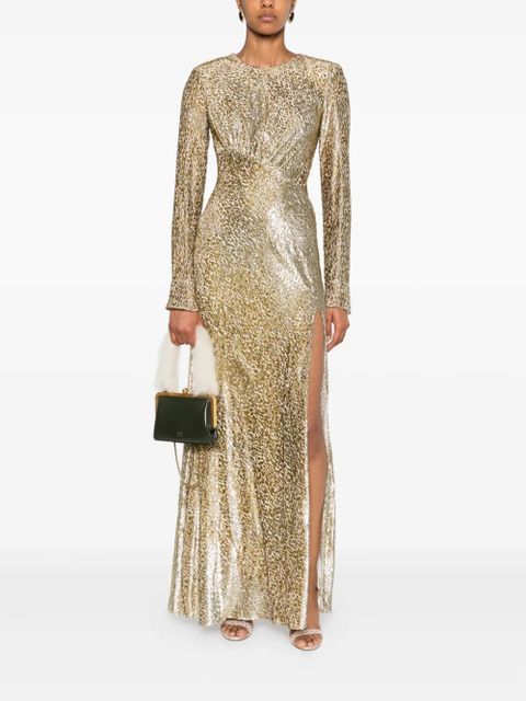 Self-Portrait long-sleeved maxi dress - Gold - zdjęcie produktu nr 2