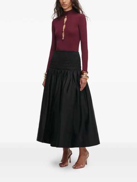 Self-Portrait keyhole-embellishment top - Red