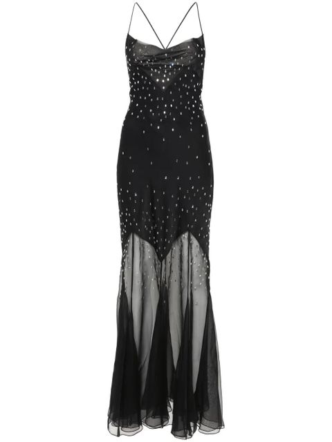 Rabanne crystal-embellished long dress - Black - zdjęcie produktu nr 1