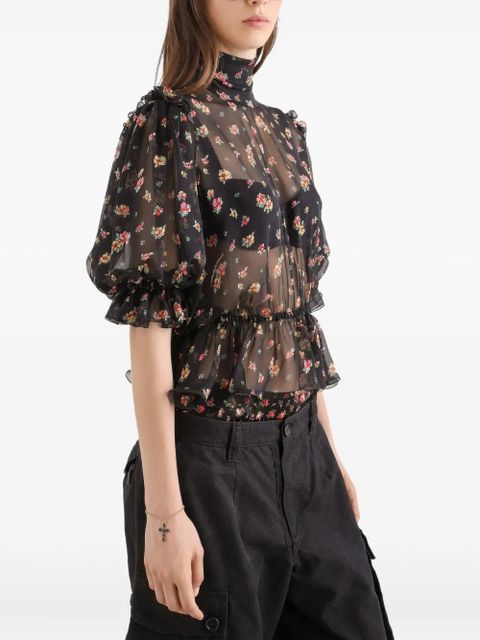 Dolce & Gabbana ruffled floral blouse - Black