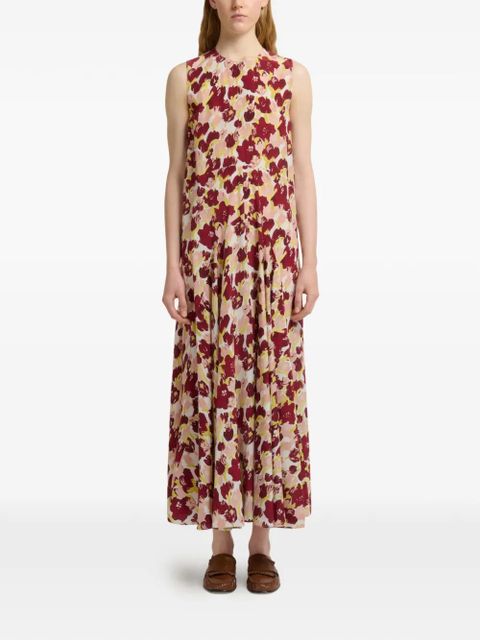 Marni floral pleated silk dress - Red - zdjęcie produktu nr 2