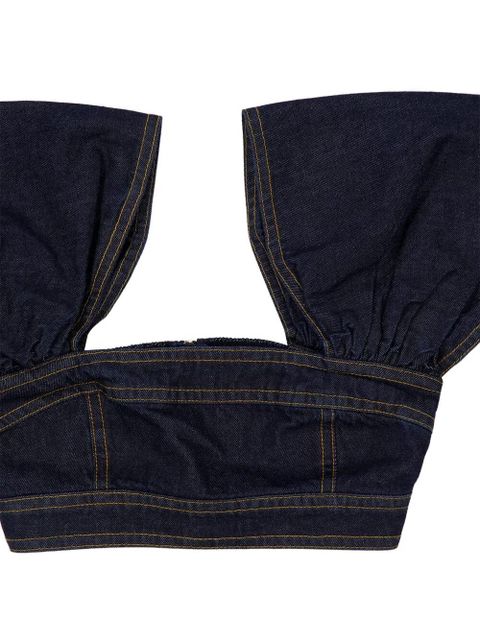 ZIMMERMANN Rebellion puffed-sleeve denim top - Blue - zdjęcie produktu nr 2