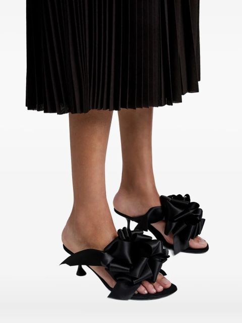 Proenza Schouler 60mm rose-embellishment heeled sandals - Black