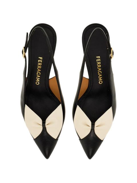 Ferragamo soft bow slingbacks - Black