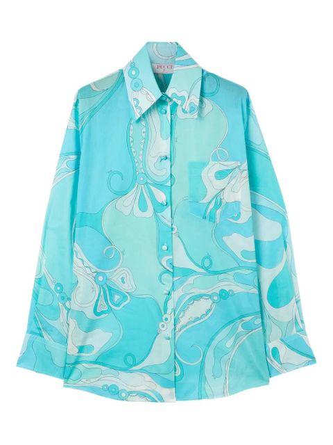 PUCCI Orchidee-print cotton shirt - Blue - zdjęcie produktu nr 1