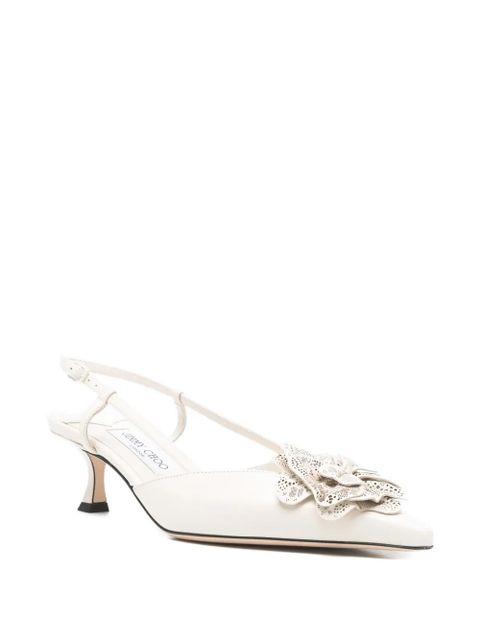 Jimmy Choo floral-appliqué slingback pumps - White - zdjęcie produktu nr 2
