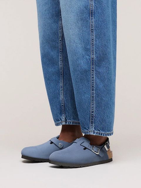 Birkenstock klapki nubukowe Tokio HEX damskie kolor niebieski 1030478