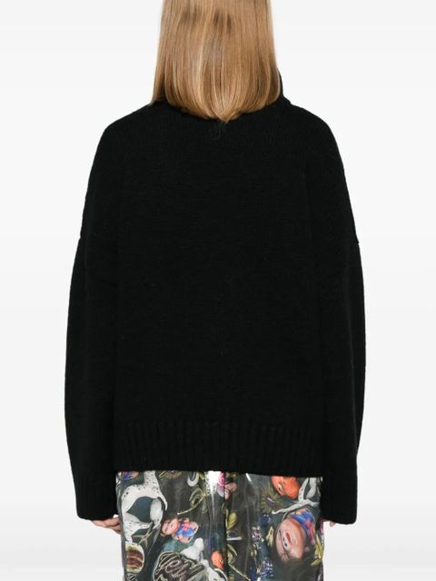 JW Anderson high-neck leather-pocket sweater - Black