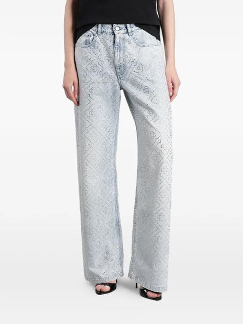 Casablanca crystal-embellished monogram jeans - Blue - zdjęcie produktu nr 1