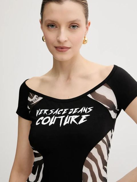 Versace Jeans Couture sukienka kolor czarny mini dopasowana 78HAO9A6 J0020