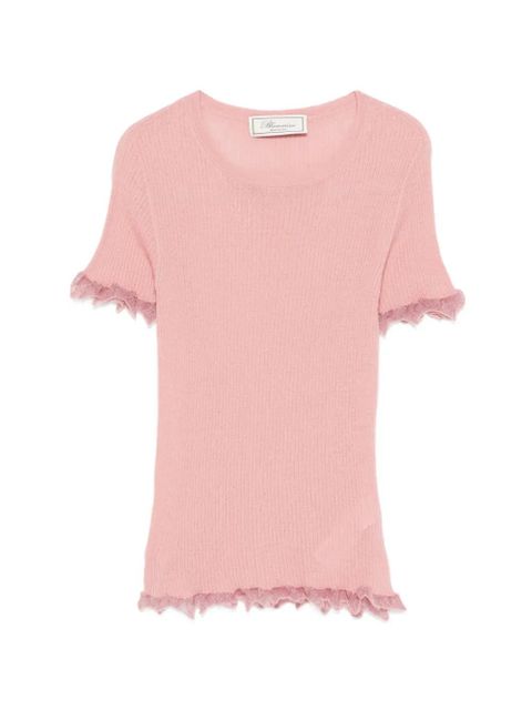 Blumarine crew-neck ruffled T-shirt - Pink - zdjęcie produktu nr 1