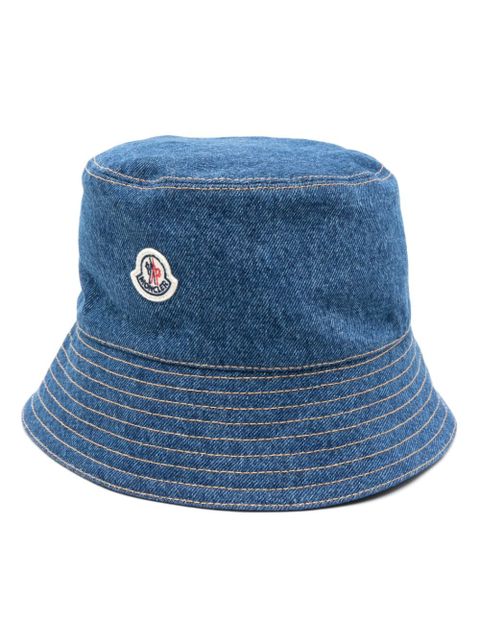 Moncler logo-patch denim bucket hat - Blue - zdjęcie produktu nr 1