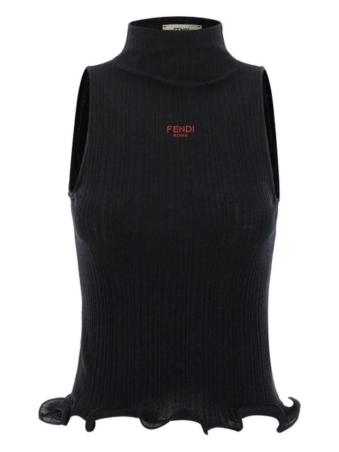 FENDI ruffled high-neck top - Black - zdjęcie produktu nr 1