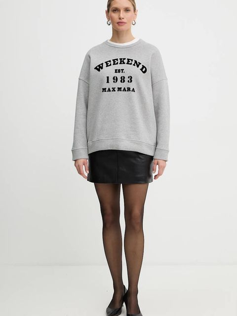 Weekend Max Mara bluza bawełniana GOMMOSO damska kolor szary z nadrukiem 2615921041600 - zdjęcie produktu nr 2