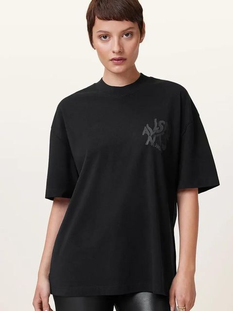 AllSaints t-shirt bawełniany ORLANDO ETTA damskie kolor czarny W267JB - zdjęcie produktu nr 1