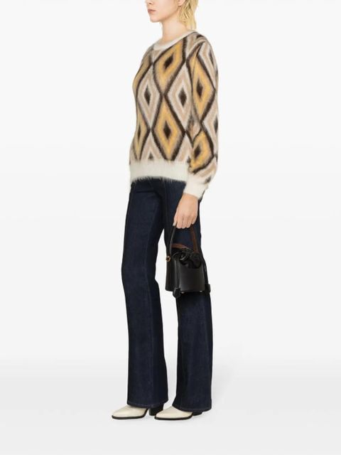 ETRO diamond-jacquard round-neck jumper - Brown