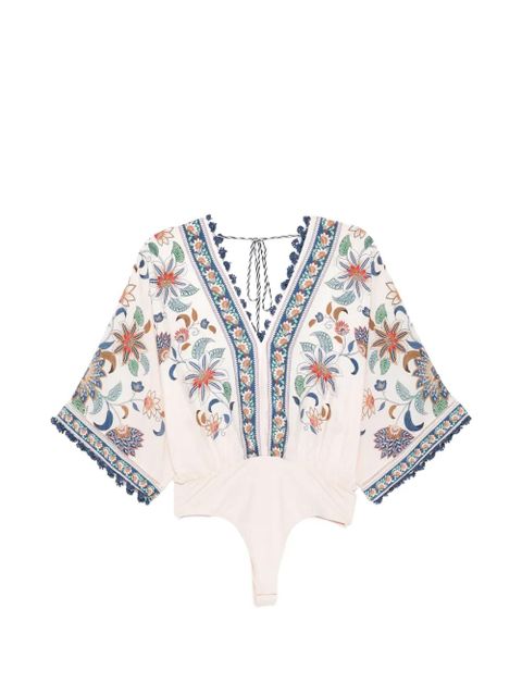 FARM Rio floral-print V-neck blouse - Pink - zdjęcie produktu nr 1
