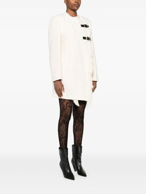 ISABEL MARANT Garmia fringed buckle-fastening coat - Neutrals