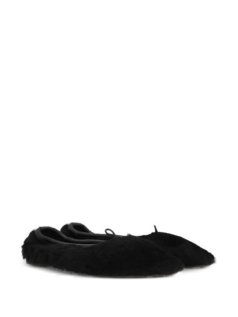 Hereu faux-shearling balleria shoes - Black