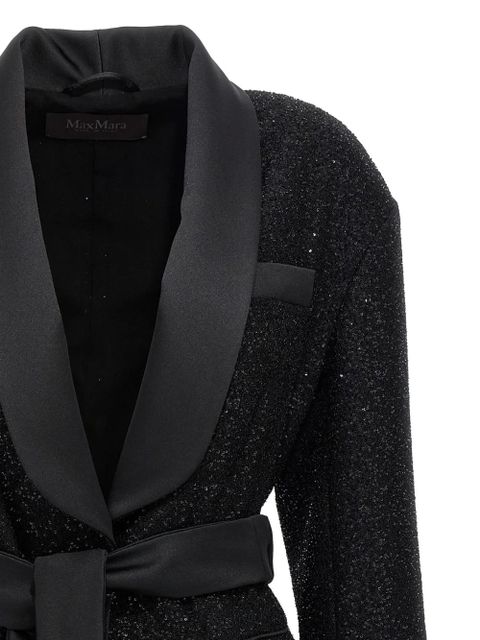 Max Mara sequin-embellished shawl-collar blazer - Black