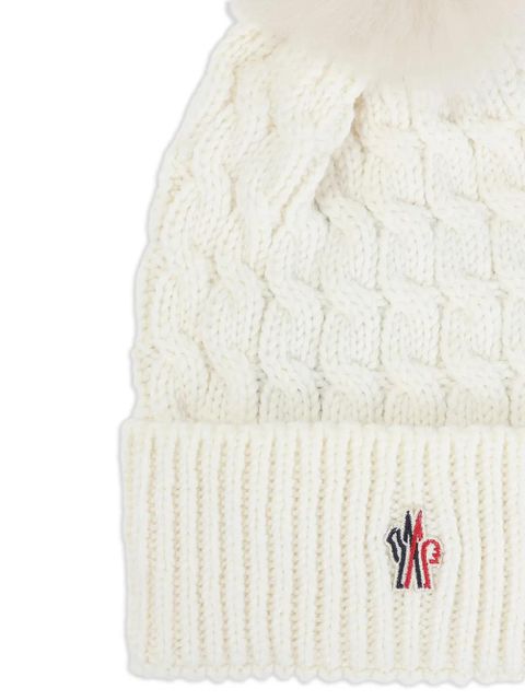 Moncler Grenoble cable-knit pom-pom beanie - White - zdjęcie produktu nr 2