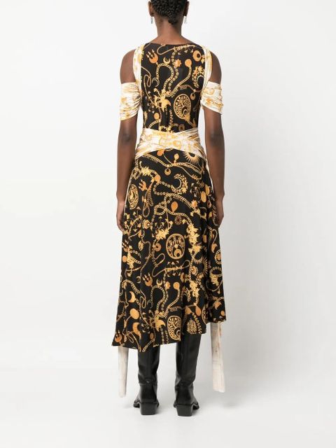 Marine Serre Nuisette draped midi dress - Neutrals