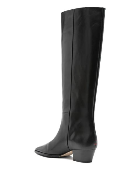 Aeyde 50mm Medea leather pointed-toe knee-high boots - Black - zdjęcie produktu nr 2