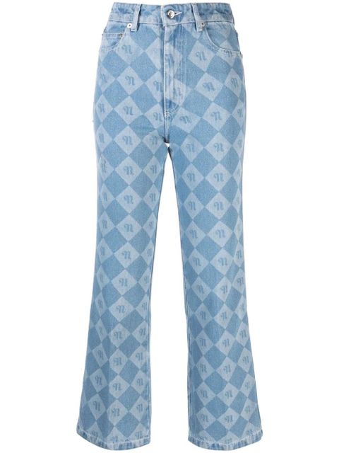 Nanushka Zoey monogram-pattern kick-flare jeans - Blue - zdjęcie produktu nr 1