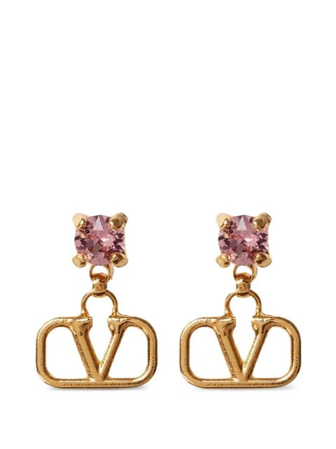 Valentino Garavani Vlogo Signature earrings in metal and Swarovski® crystals - Gold - zdjęcie produktu nr 1